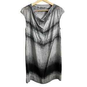Transit Par Such Viscose Cowl Neck Shift Dress Gray‎ Size Large Boho Lagenlook